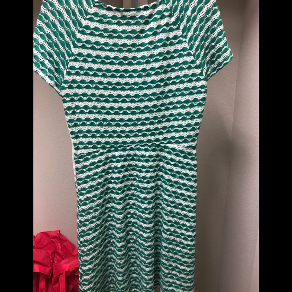 Green and white dress